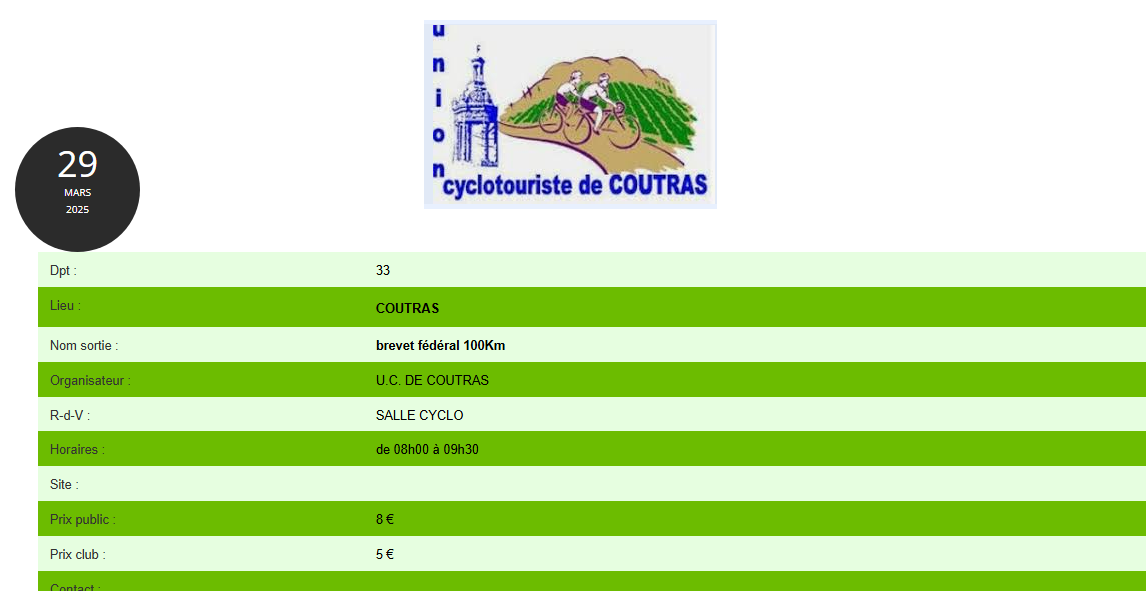brevet 100kms coutras